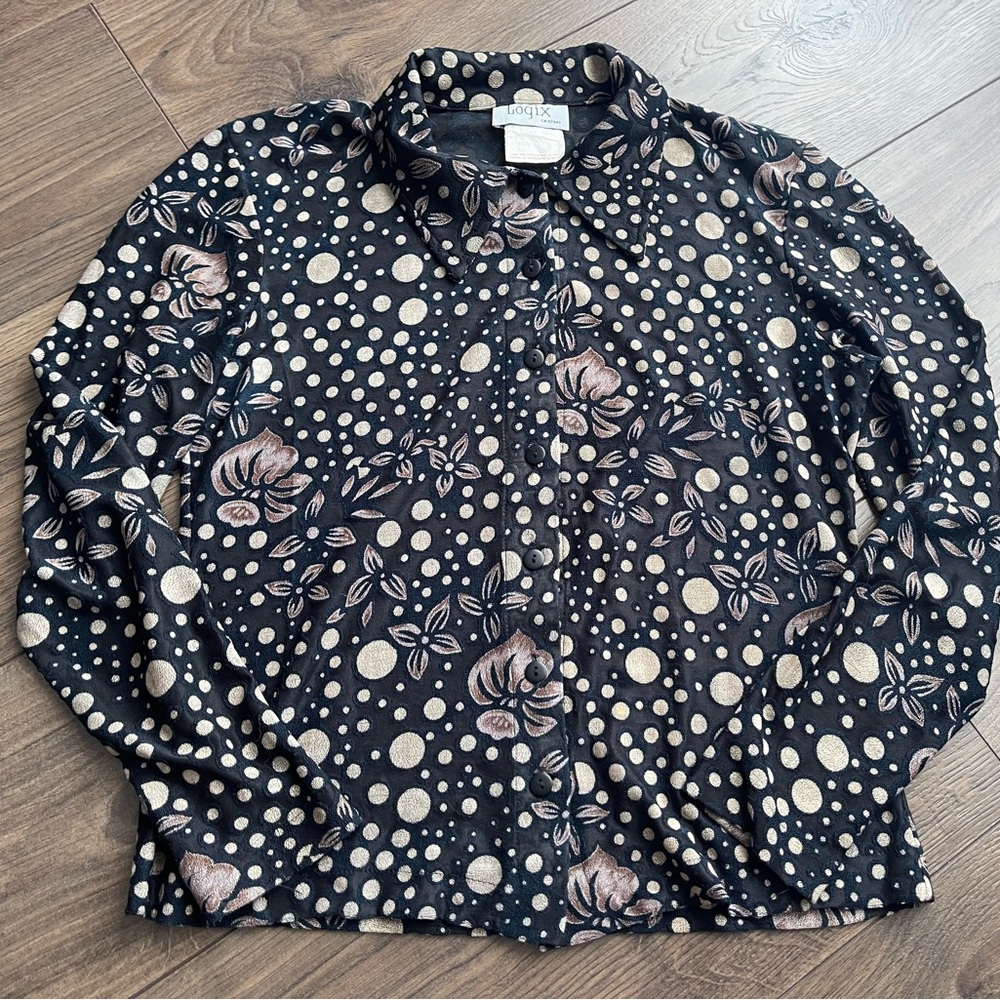 Sheer Blouse with Velvet Prints